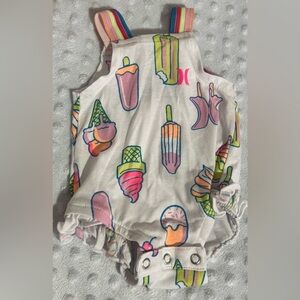 Hurley White Baby One-Piece with Pastel Ice Cream Print